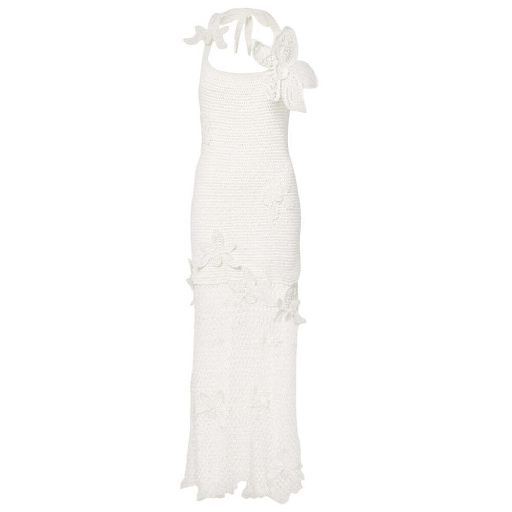 Oscar de la Renta - Halter Orchid Crochet Knit Dress - XS